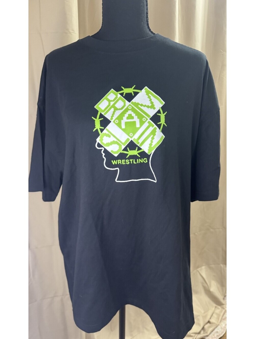 Brain Dead Brain Slam Wrestling Crossing T-Shirt Black Green Size L NWT